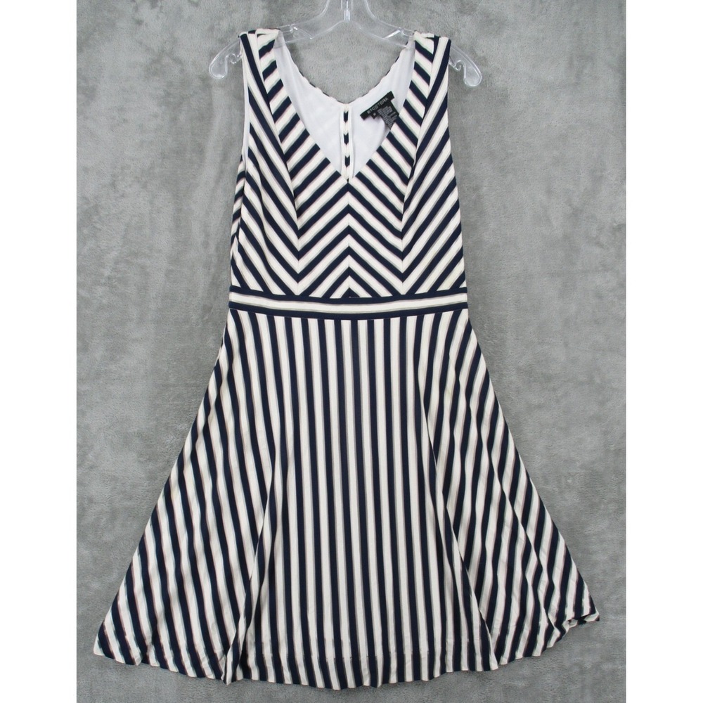Etcetera Dress Womens‎ Size 8 Navy White Striped Fit & Flare Nautical Heritage